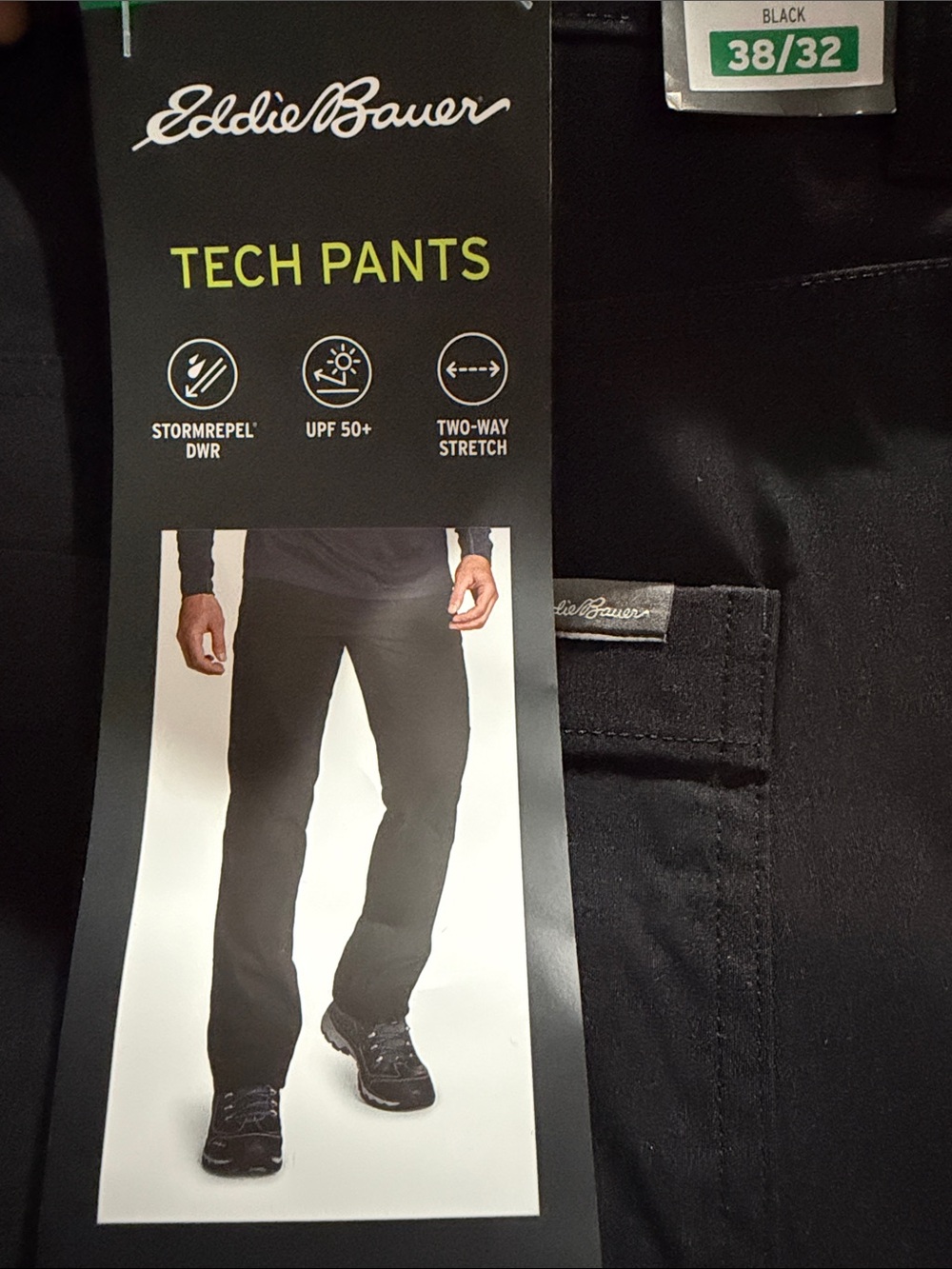 NWT Eddie Bauer tech pants black size  38x32